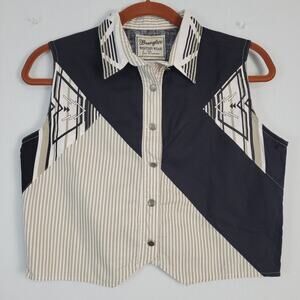 Vintage Wrangler sleeveless cropped patchwork top sz M 90s western country rodeo